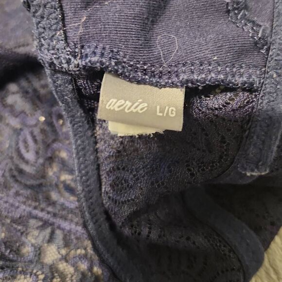 American Eagle Outfitters Aerie Bralette Navy Blue Lace Size L Racerback Triangl - Picture 3 of 3